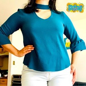 V neck 3/4 sleeves blouse
